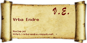 Vrba Endre névjegykártya